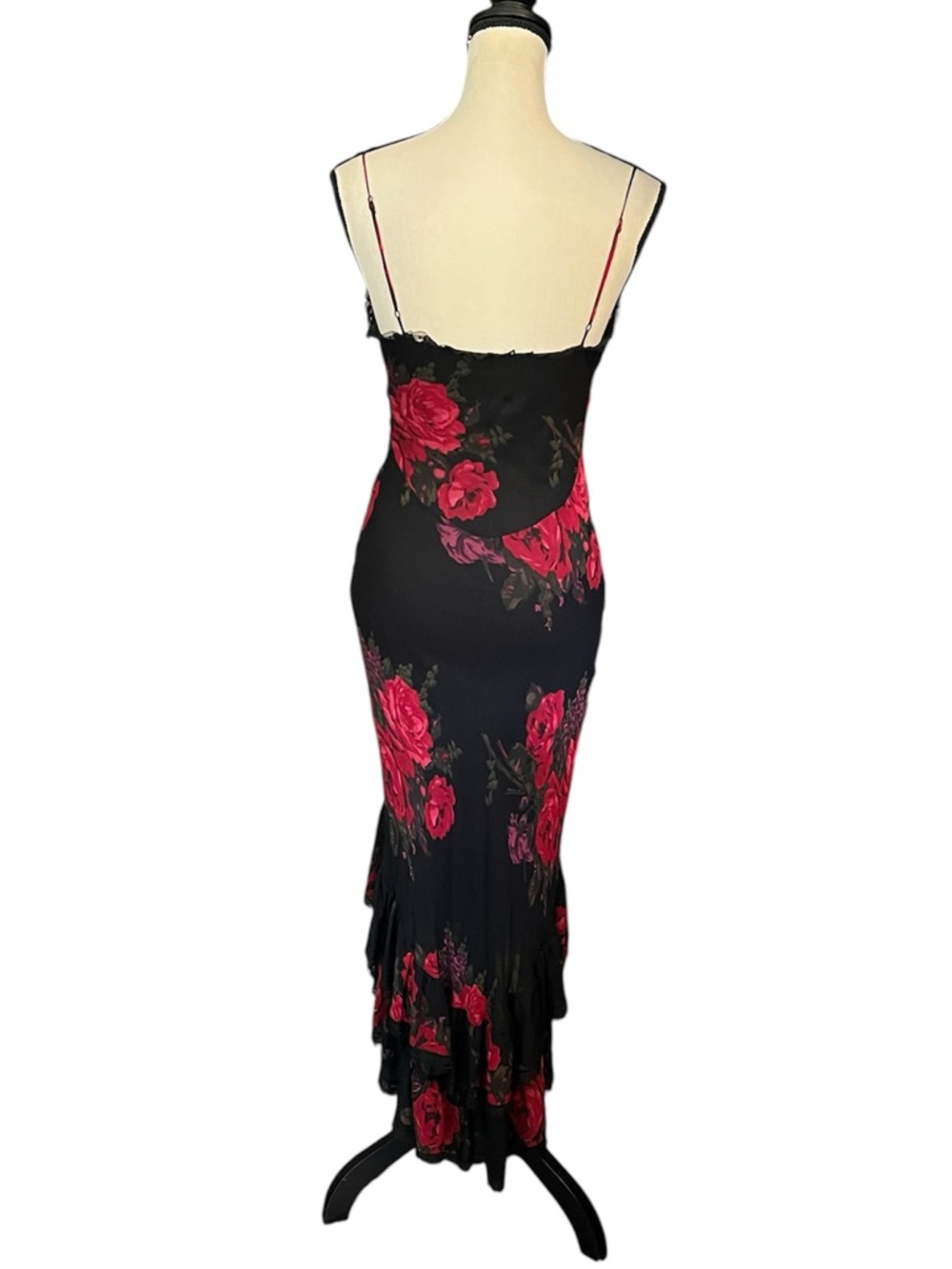 Vintage Betsey Johnson New York Silk Sheer Mesh & Lace Floral Mermaid Slip Dress - Picture 9 of 12